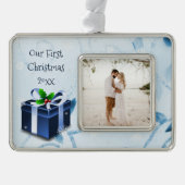 Ornament met blauw kerstcadeau (Voorkant)