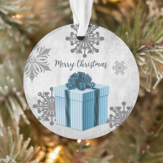 Ornament met blauw kerstcadeau (Boom)