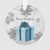 Ornament met blauw kerstcadeau (voorkant)