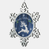 Ornament met blauw kerstreindester Snowflake (Rechts)