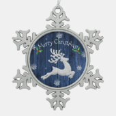 Ornament met blauw kerstreindester Snowflake (Voorkant)