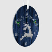 Ornament met blauw kerstrenrendiertje (voorkant)