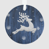 Ornament met blauw kerstrenrendiertje (achterkant)