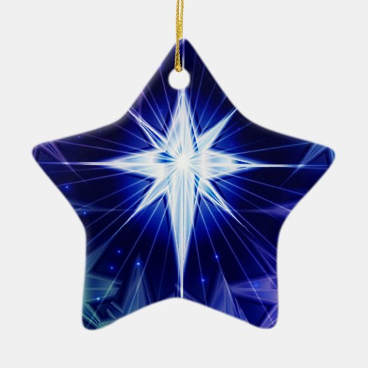 Ornament met blauw kerstster (Voorkant)