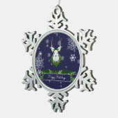 Ornament met blauw rendier Snowflake (Rechts)