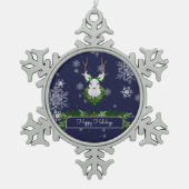 Ornament met blauw rendier Snowflake (Voorkant)