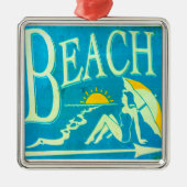 ornament met blauw strandbord (Voorkant)