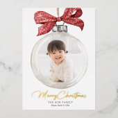 Ornament met Bow Christmas Folie Feestdagenkaart (Voorkant)