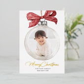 Ornament met Bow Christmas Folie Feestdagenkaart (Staand Voorkant)