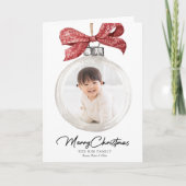 Ornament met Bow Foto Kerst Feestdagen Kaart (Voorkant)