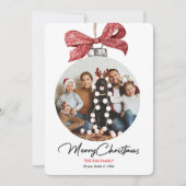 Ornament met Bow Foto Kerst Feestdagenkaart (Voorkant)