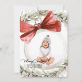 Ornament met Bow Krans Foto Kerst Feestdagenkaart (Voorkant)