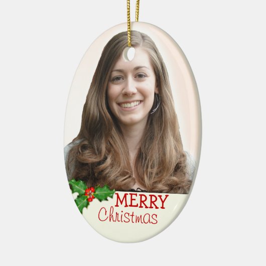 Ornament met dubbelzijdig ovaal kerstfoto's (Links)