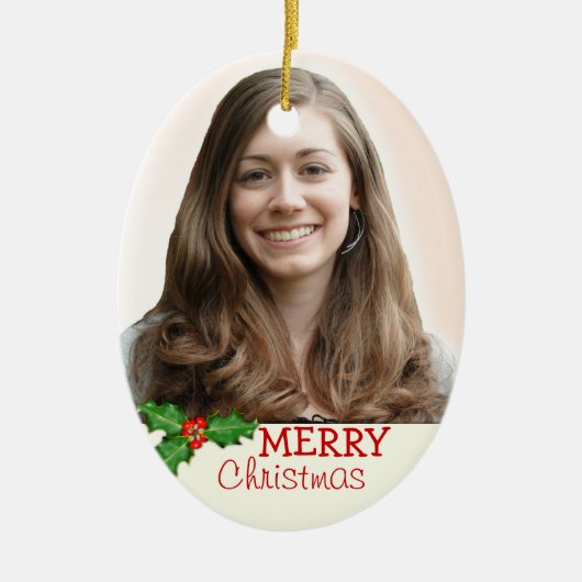 Ornament met dubbelzijdig ovaal kerstfoto's (Voorkant)