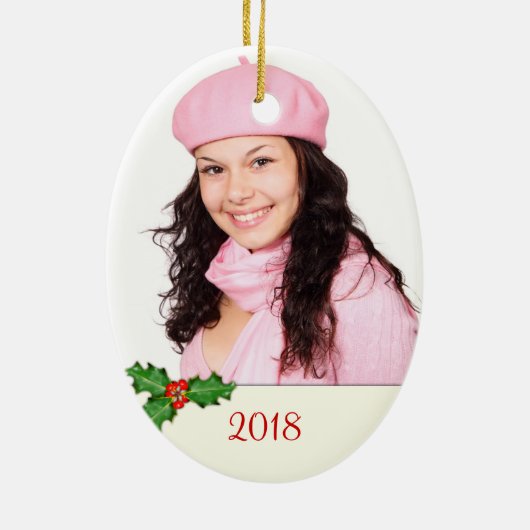 Ornament met dubbelzijdig ovaal kerstfoto's (Achterkant)