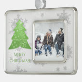 Ornament met een groene kerstboomstructuur (Links)