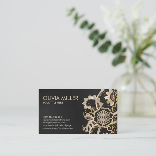 Ornament met een levensduur - Pearl en Gold Visitekaartje (Staand voorkant)