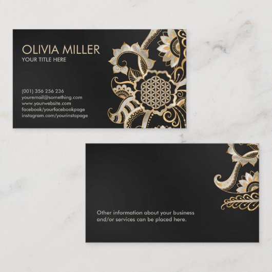 Ornament met een levensduur - Pearl en Gold Visitekaartje (Voorkant / Achterkant)