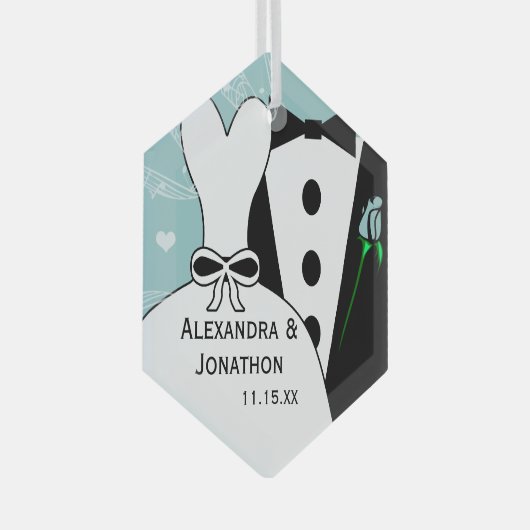 Ornament met eerste kerstdag voor het huwelijk en  (Voorkant Rechts)