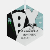 Ornament met eerste kerstdag voor het huwelijk en (Achterkant)