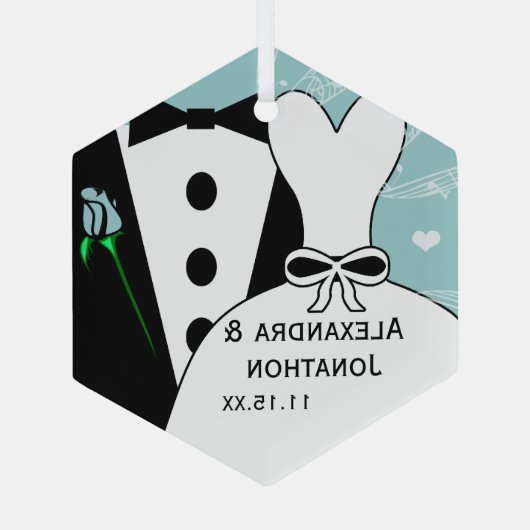 Ornament met eerste kerstdag voor het huwelijk en  (Achterkant)