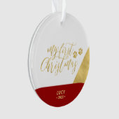 Ornament met eerste kerstfoto's voor rood en goude (voorkant)