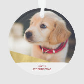 Ornament met eerste kerstfoto's voor rood en goude (achterkant)