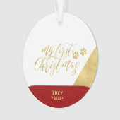 Ornament met eerste kerstfoto's voor rood en goude (voorkant)