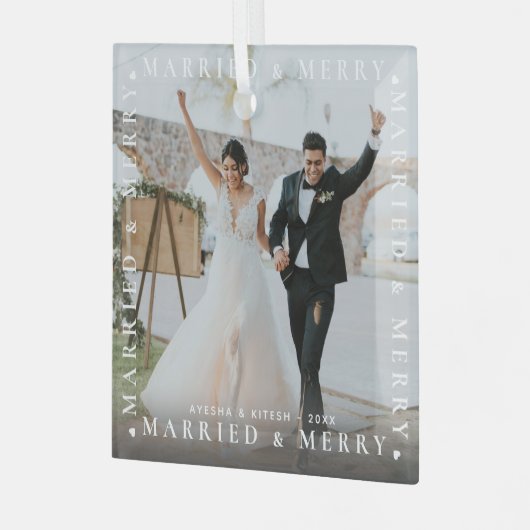 Ornament met foto's van modern gehuwd en verrukt (Voorkant links)