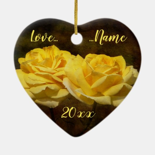 Ornament met getextureerde gele rozen (Achterkant)