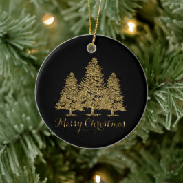 Ornament met gouden kerstbomen