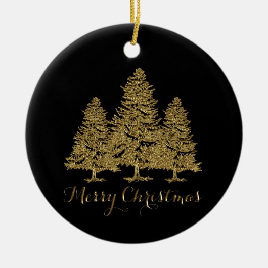 Ornament met gouden kerstbomen (Voorkant)