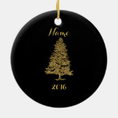 Ornament met gouden kerstbomen (Achterkant)