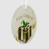 Ornament met gouden kerstcadeaus (voorkant)