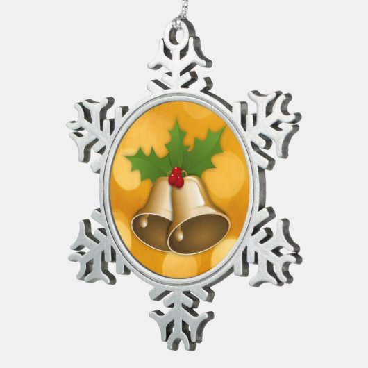 Ornament met gouden kerstcadeaus Pewter Snowflake (Rechts)