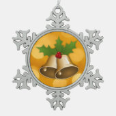 Ornament met gouden kerstcadeaus Pewter Snowflake (Voorkant)