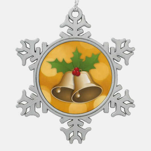 Ornament met gouden kerstcadeaus Pewter Snowflake (Voorkant)