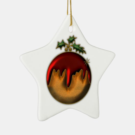 Ornament met gouden kerstplum Pudding (Rechts)