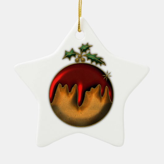 Ornament met gouden kerstplum Pudding (Voorkant)