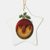 Ornament met gouden kerstplum Pudding (Links)