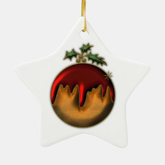 Ornament met gouden kerstplum Pudding (Achterkant)