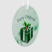 Ornament met groene kerstcadeaus (voorkant)
