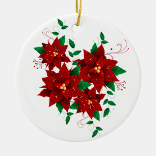 Ornament met heerlijk kerstrode bloemen