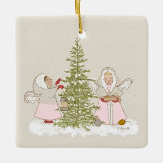 Ornament met kerstangels (Voorkant)