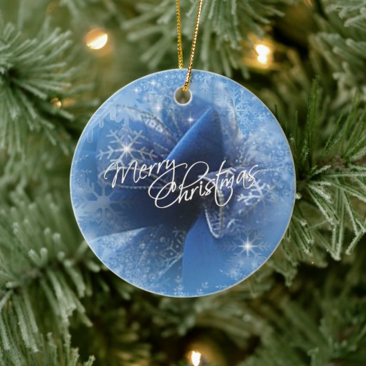 Ornament met kerstblauw lint (Boom)