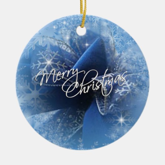 Ornament met kerstblauw lint (Voorkant)