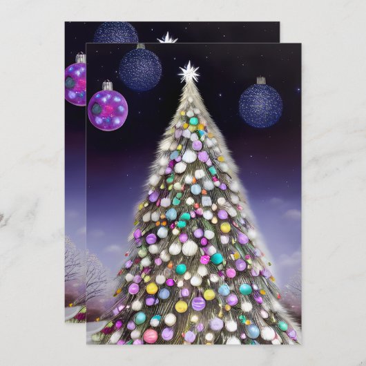 Ornament met kerstbomen feestdagenkaart (Voorkant / Achterkant)