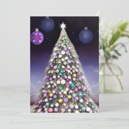 Ornament met kerstbomen feestdagenkaart (Staand voorkant)