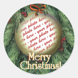 Ornament met kerstbomen Lijst met foto's Ronde Sticker