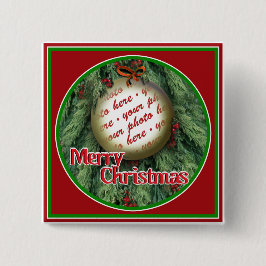 Ornament met kerstbomen Lijst met foto's Vierkante Button 5,1 Cm